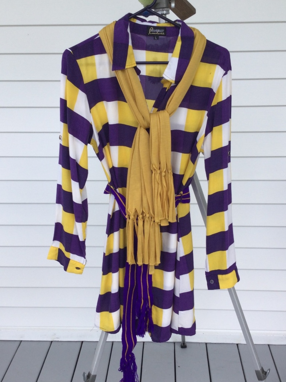 Women’s Game Day Couture Long Sleeve Button Dress, Size Large